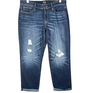 ana Skinny Boyfriend Crop Jeans Womens 8 Blue Distressed‎ Dark Wash Denim